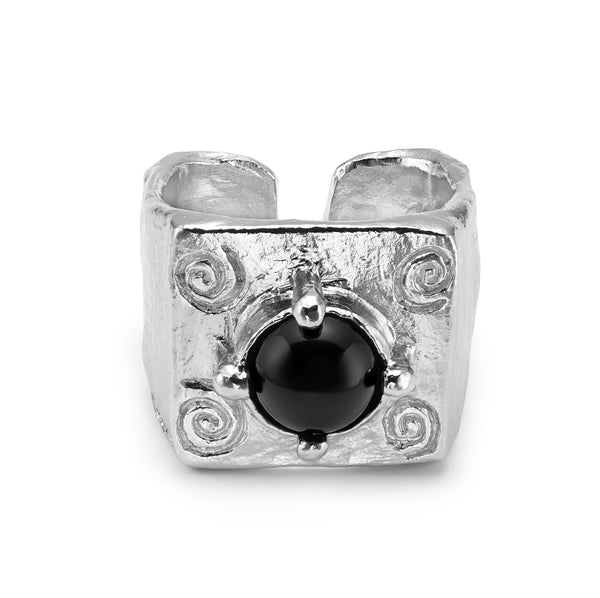 Black Gemstone Serenity Symbol Ring