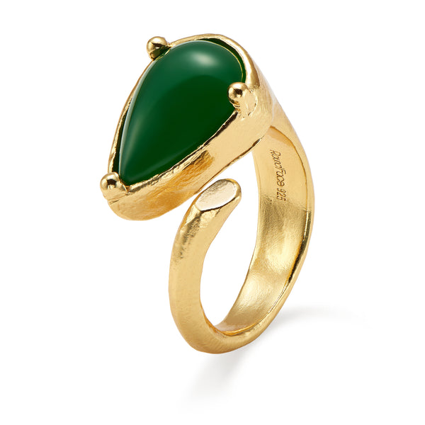 Green Gemstone Zigzag Ring