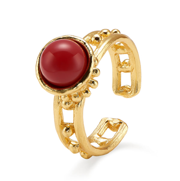 Red Colored Stone Grille Ring