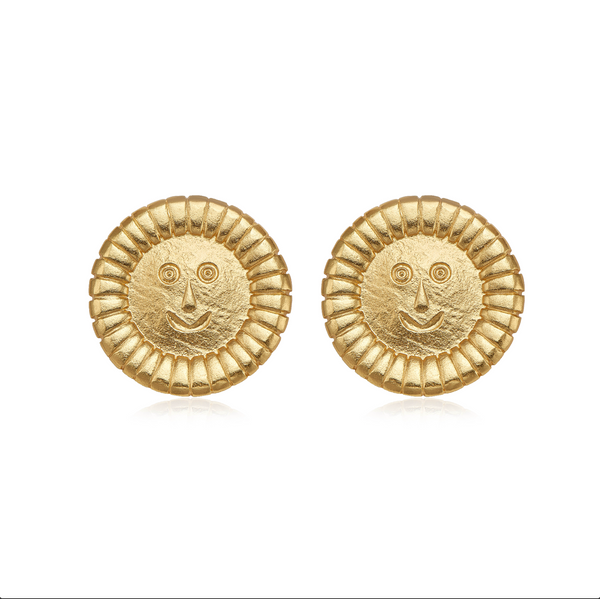 Round Face Smile Stamp Earrings