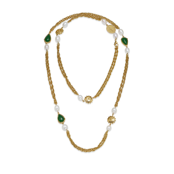Smiling Face Pearl Chain Necklace
